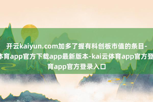 开云kaiyun.com加多了握有科创板市值的条目-kai云